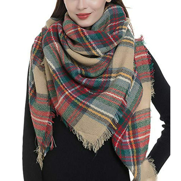 Scarf shawl cashmere shawlBib thick warm long plaid winter cashmere shawl dual purpose 